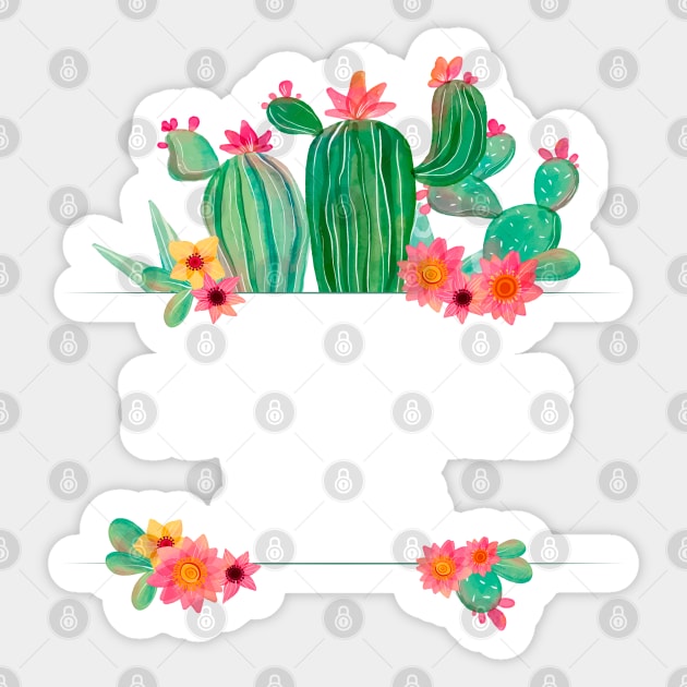 Team Fourth Grade We Stick Together - Cute Cactus Watercolor Background Sticker by WassilArt